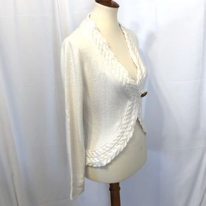 Ann Taylor sweater cardigan one button M white